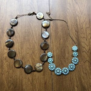 Necklace set - turquoise light blue + brown stone